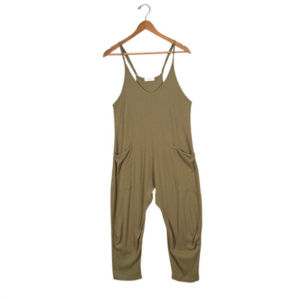 Talulah Cotton Harem Jumpsuit Coveralls Olive Green Pockets Small Boho Casual